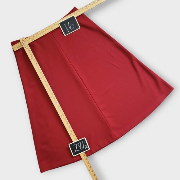 Vintage Skirt Womens L XL 14 16 Dark Red A Line Midi Elastic Waist  Retro Fall - Picture 4 of 10